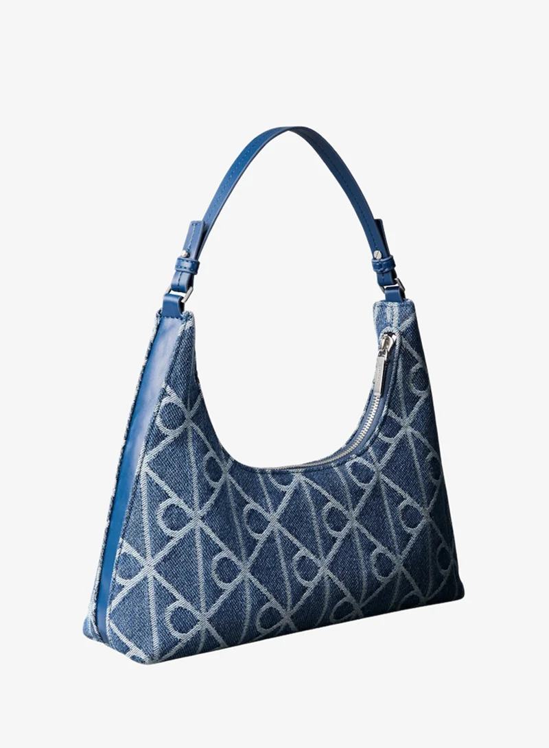 Calvin Klein Denim JQD Medium Wash Denim Allover Emblem Logo Shoulder Bag for Women | Best Price UAE